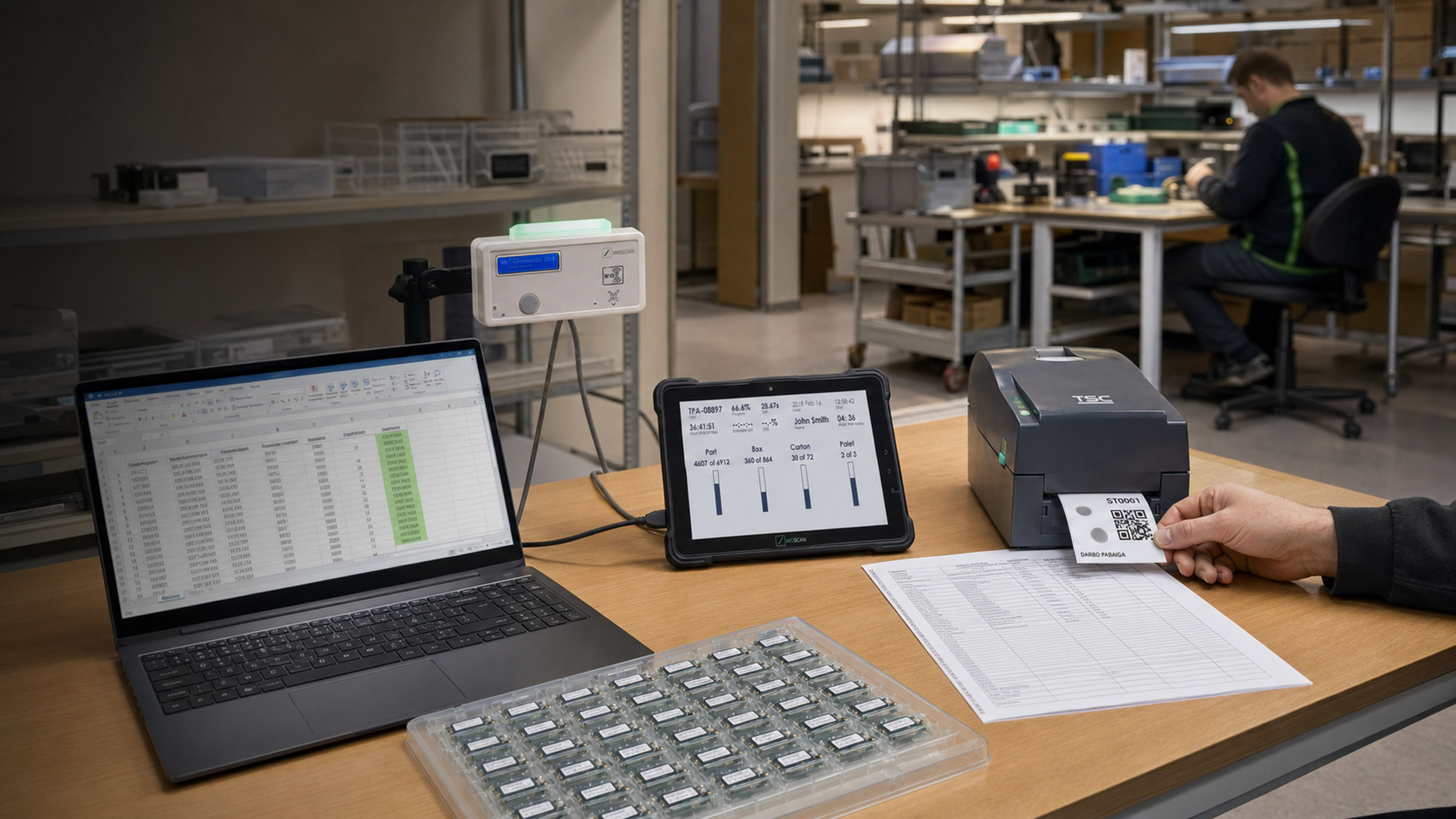 IwoScan gamybos sekimas nuo Excel – QR užduotys ir realaus laiko duomenys